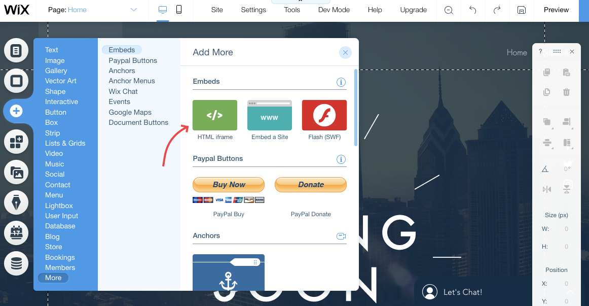 Add HTML code to your Wix Site