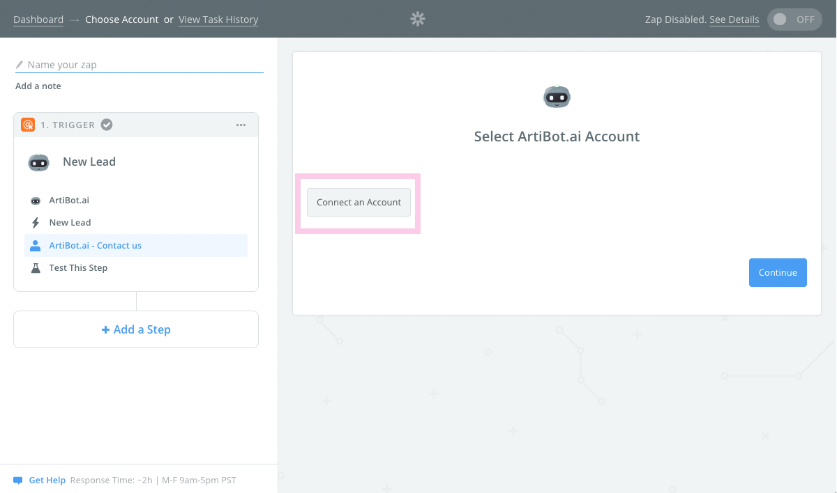 Connect ArtiBot account with Zapier